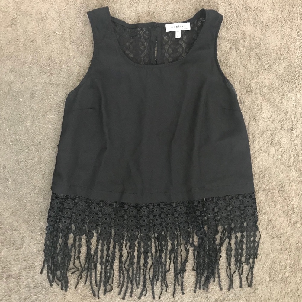 Monteau Fringe Crop Top- Small